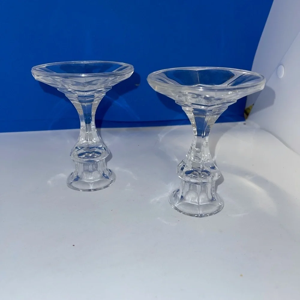 Set of Vintage Crystal Taper Holders